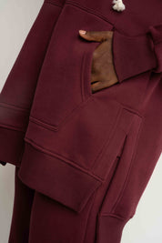 BLUZA Z KAPTUREM OVERSIZE BORDOWA - ESMERALDA