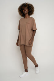OVERSIZED T-SHIRT WITH A DELICATE WASHED EFFECT BROWN - OYSTER