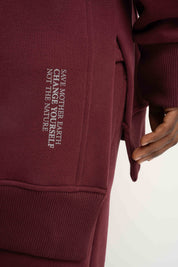 BLUZA Z KAPTUREM OVERSIZE BORDOWA - ESMERALDA