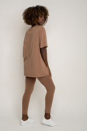 OVERSIZED T-SHIRT WITH A DELICATE WASHED EFFECT BROWN - OYSTER