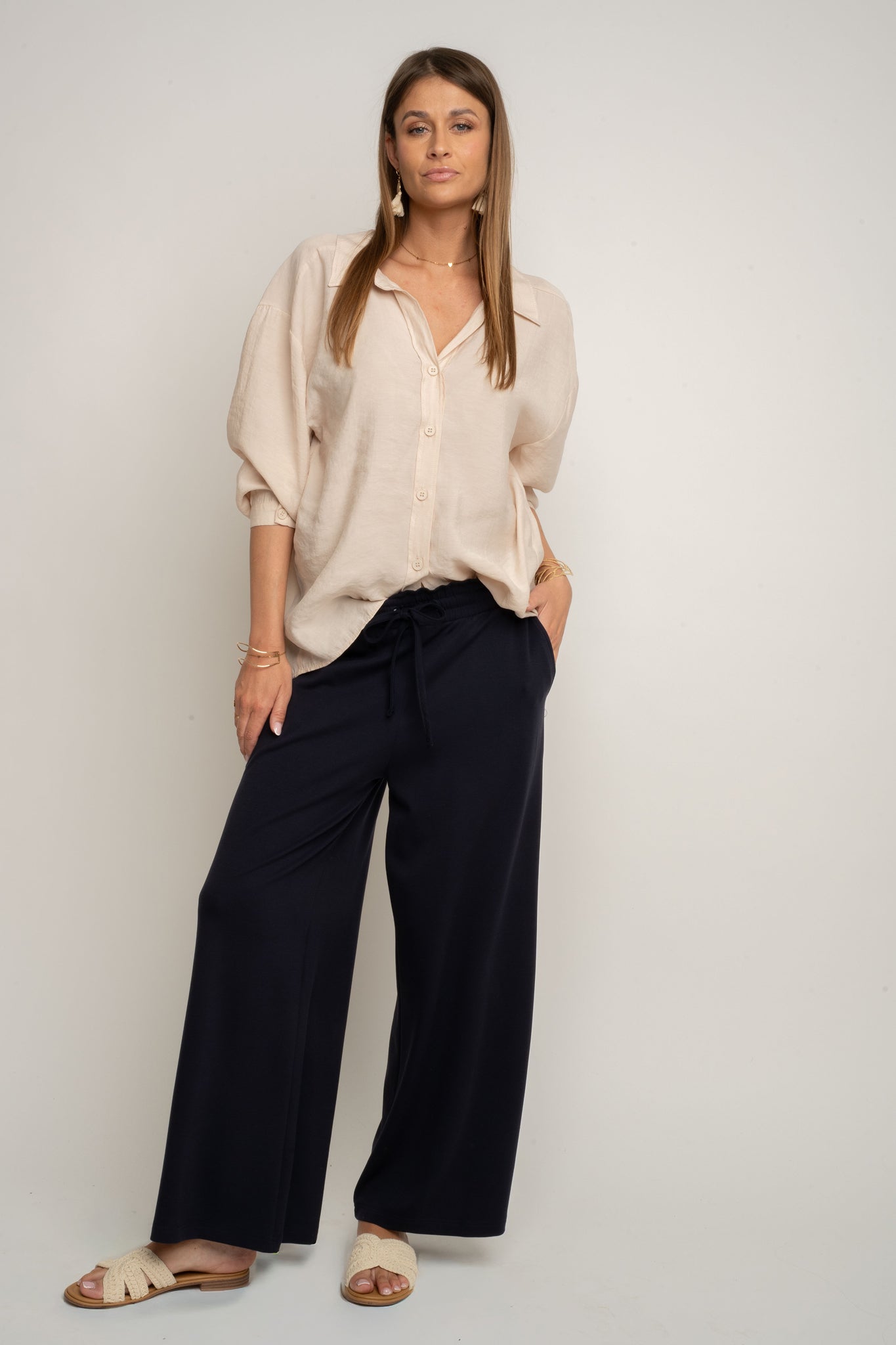 WOMEN'S NAVY MODAL TROUSERS - CALDERA