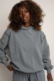 OVERSIZE WASHED SWEATSHIRT IN ANTHRACITE - OSLO
