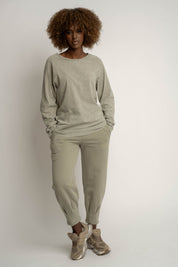 BLUZKA DAMSKA Z EFEKTEM WASHED OLIWKOWA - RHINE