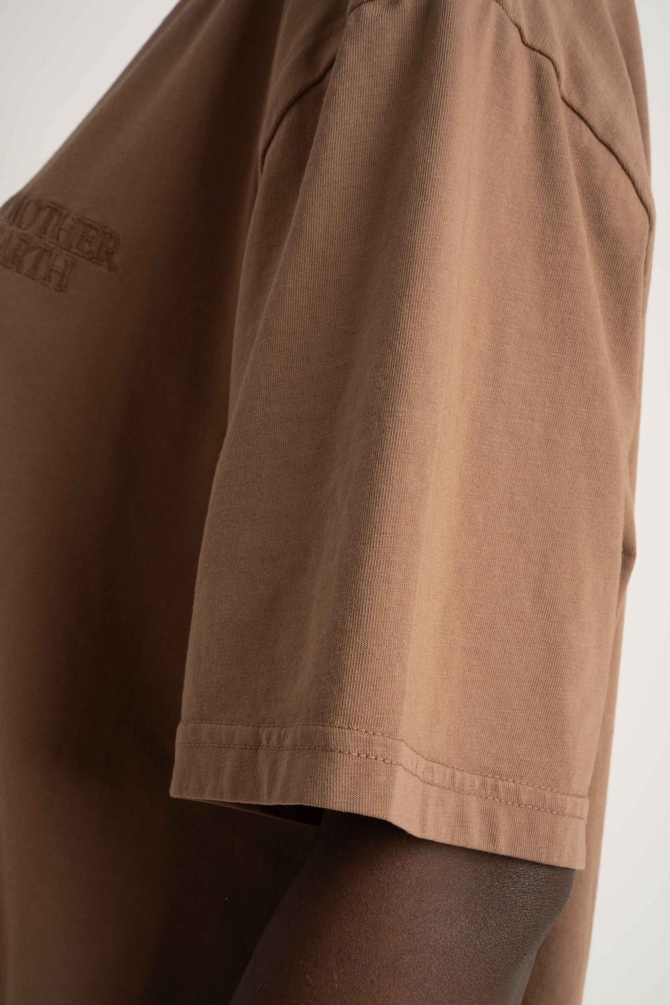 OVERSIZED T-SHIRT WITH A DELICATE WASHED EFFECT BROWN - OYSTER