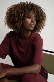 Women's Burgundy T-SHIRT - OYSTER