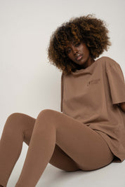 OVERSIZED T-SHIRT WITH A DELICATE WASHED EFFECT BROWN - OYSTER