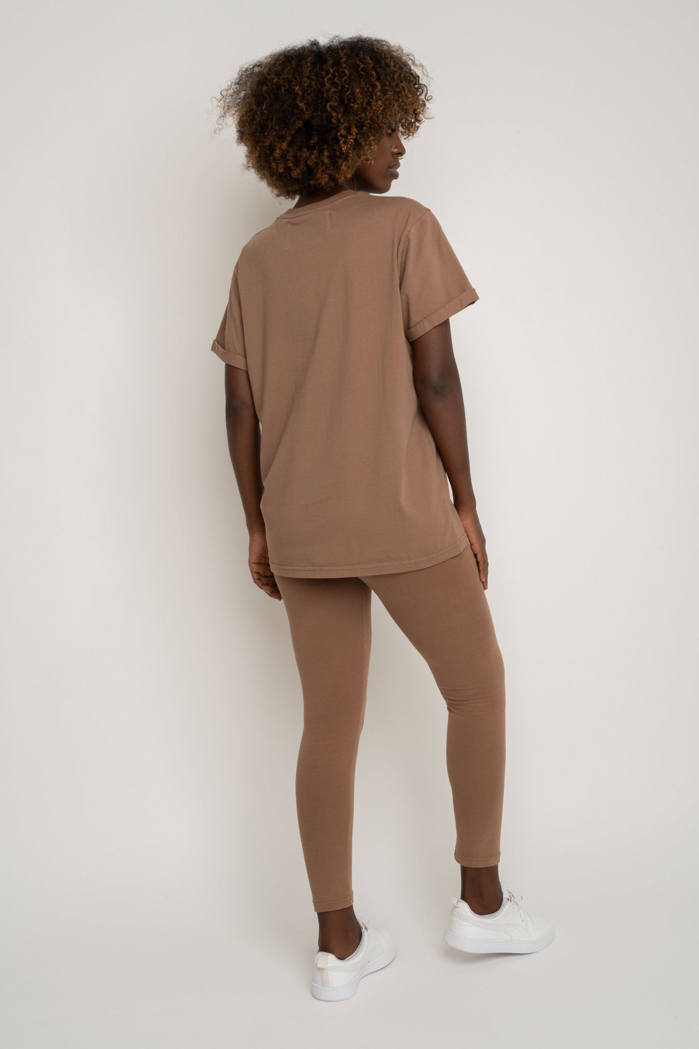 OVERSIZED T-SHIRT WITH A SOFT WASHED EFFECT BROWN - MORAINE