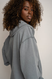 BLUZA Z EFEKTEM WASHED ANTRACYTOWA - KUOPIO