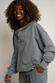 BLUZA Z EFEKTEM WASHED ANTRACYTOWA - KUOPIO