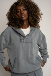 BLUZA Z EFEKTEM WASHED ANTRACYTOWA - KUOPIO