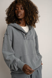 BLUZA Z EFEKTEM WASHED ANTRACYTOWA - KUOPIO