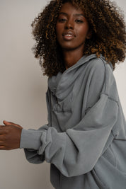 BLUZA Z EFEKTEM WASHED ANTRACYTOWA - KUOPIO