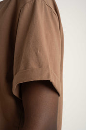 OVERSIZED T-SHIRT WITH A SOFT WASHED EFFECT BROWN - MORAINE