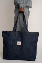 TORBA TYPU SHOPPER BAG W KOLORZE CIEMNEGO JEANSU - ADALAR