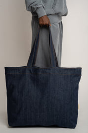 TORBA TYPU SHOPPER BAG W KOLORZE CIEMNEGO JEANSU - ADALAR