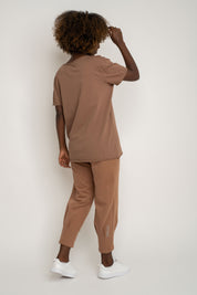 OVERSIZED T-SHIRT WITH A SUBSTANTIAL WASH EFFECT, BROWN - NUSA