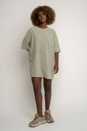 T-SHIRT OVERSIZE Z EFEKTEM WASHED OLIWKOWY - COMO