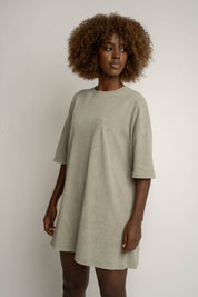 T-SHIRT OVERSIZE Z EFEKTEM WASHED OLIWKOWY - COMO