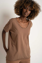 OVERSIZED T-SHIRT WITH A SUBSTANTIAL WASH EFFECT, BROWN - NUSA