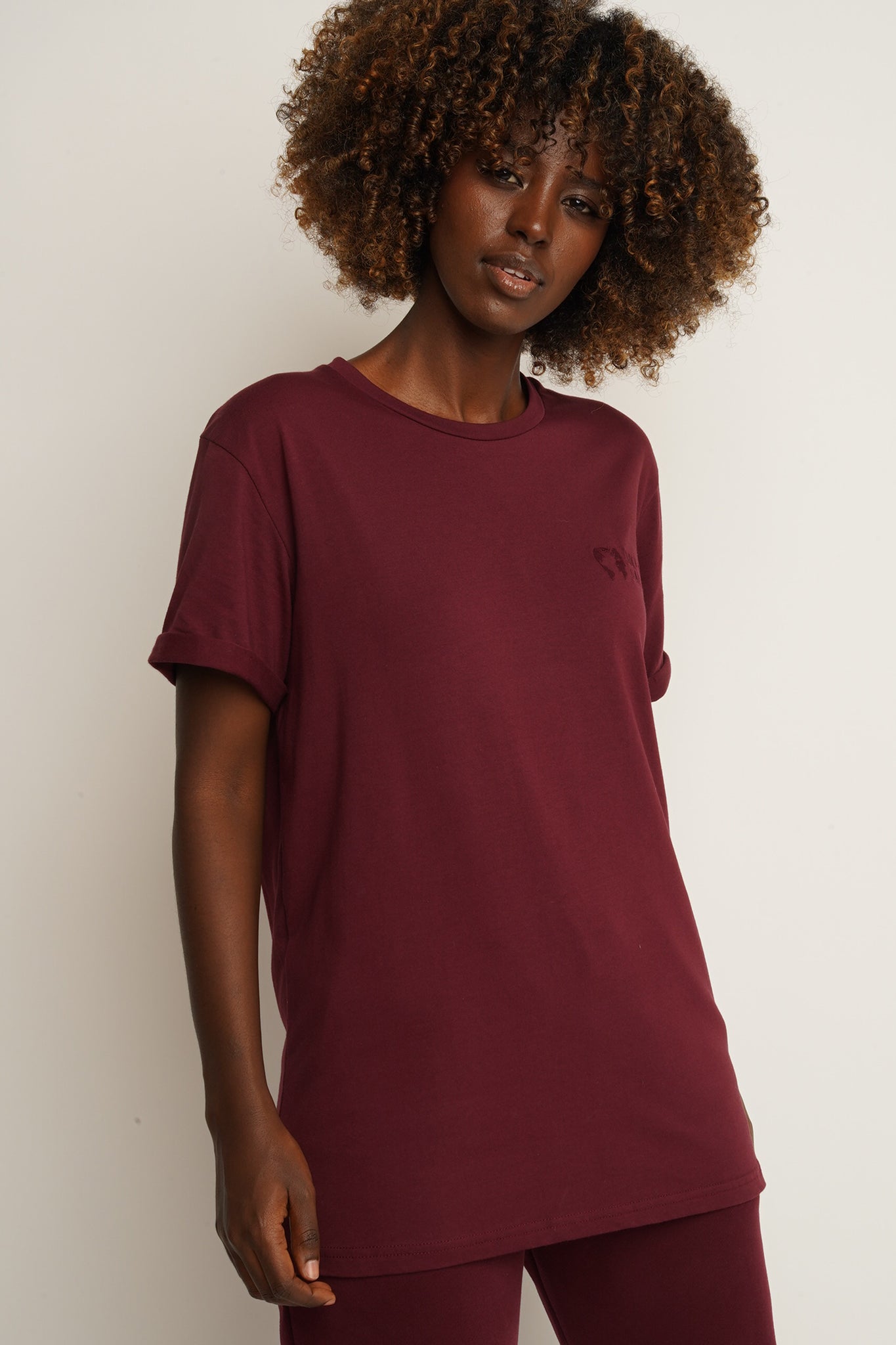 T-SHIRT DAMSKI BORDOWY - MORAINE