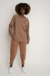 OVERSIZED LONGSLEEVE WITH A DELICATE WASHED EFFECT BROWN - OBILATU