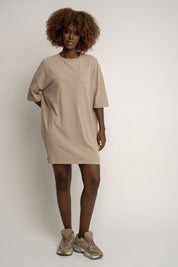 T-SHIRT OVERSIZE Z EFEKTEM WASHED BEŻOWY - COMO