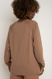 OVERSIZED LONGSLEEVE WITH A DELICATE WASHED EFFECT BROWN - OBILATU