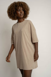 T-SHIRT OVERSIZE Z EFEKTEM WASHED BEŻOWY - COMO
