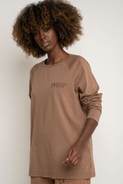 OVERSIZED LONGSLEEVE WITH A DELICATE WASHED EFFECT BROWN - OBILATU