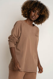 OVERSIZED LONGSLEEVE WITH A DELICATE WASHED EFFECT BROWN - OBILATU