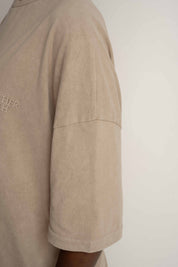 T-SHIRT OVERSIZE Z EFEKTEM WASHED BEŻOWY - COMO