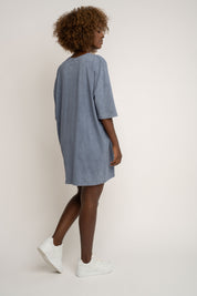 T-SHIRT OVERSIZE Z EFEKTEM WASHED GRANATOWY - COMO