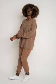 OVERSIZED LONGSLEEVE WITH A DELICATE WASHED EFFECT BROWN - GILI