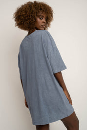 T-SHIRT OVERSIZE Z EFEKTEM WASHED GRANATOWY - COMO