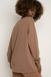 OVERSIZED LONGSLEEVE WITH A DELICATE WASHED EFFECT BROWN - GILI