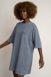 T-SHIRT OVERSIZE Z EFEKTEM WASHED GRANATOWY - COMO