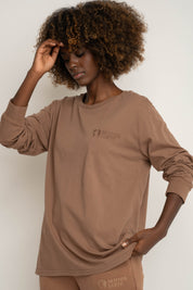 OVERSIZED LONGSLEEVE WITH A DELICATE WASHED EFFECT BROWN - GILI