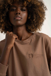 OVERSIZED LONGSLEEVE WITH A DELICATE WASHED EFFECT BROWN - GILI