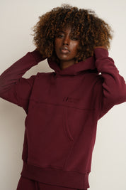 BLUZA Z KAPTUREM BORDOWA - MURIA