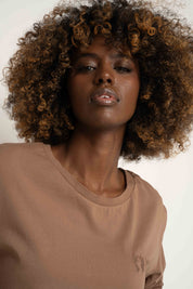 OVERSIZED LONGSLEEVE WITH A DELICATE WASHED EFFECT BROWN - GILI