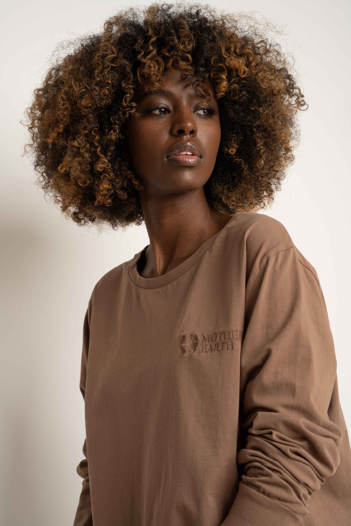 OVERSIZED LONGSLEEVE WITH A DELICATE WASHED EFFECT BROWN - GILI