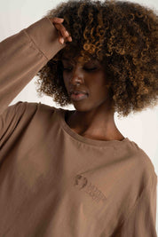 OVERSIZED LONGSLEEVE WITH A DELICATE WASHED EFFECT BROWN - GILI
