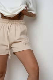 LIGHT BEIGE TRACKSUIT SHORTS - LA GOMERA