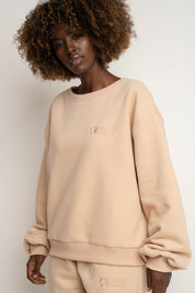 BLUZA TYPU CREWNECK BEŻOWA - COMINO