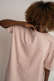 T-SHIRT OVERSIZE Z EFEKTEM WASHED RÓŻOWY  - COMO