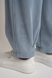 SPODNIE DRESOWE O KROJU BALLOON FIT Z EFEKTEM WASHED NIEBIESKIE - RIBE TALL