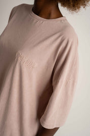 T-SHIRT OVERSIZE Z EFEKTEM WASHED RÓŻOWY  - COMO