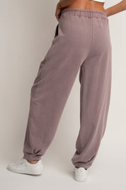 SPODNIE DRESOWE O KROJU BALLOON FIT Z EFEKTEM WASHED WRZOSOWE - RIBE TALL