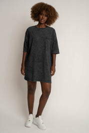 T-SHIRT OVERSIZE Z EFEKTEM WASHED CZARNY - COMO
