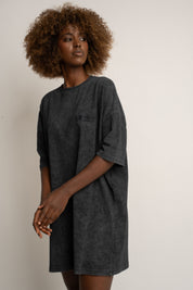 T-SHIRT OVERSIZE Z EFEKTEM WASHED CZARNY - COMO